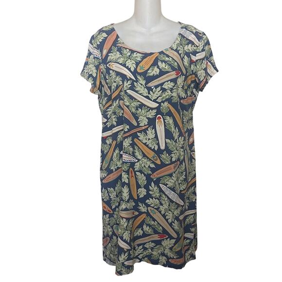 Dietrich Varez x Reyn Spooner Green Floral Surfboard Short Sleeve Dress Medium - Picture 1 of 6